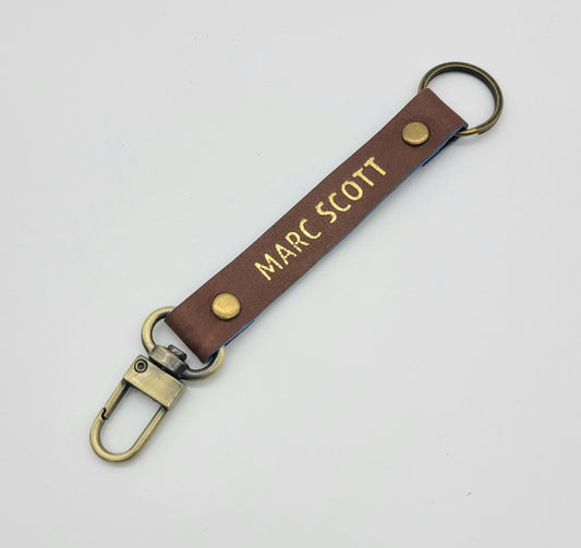 Zeb - Leather key chain - Light Brown/Dark Brown Pebble