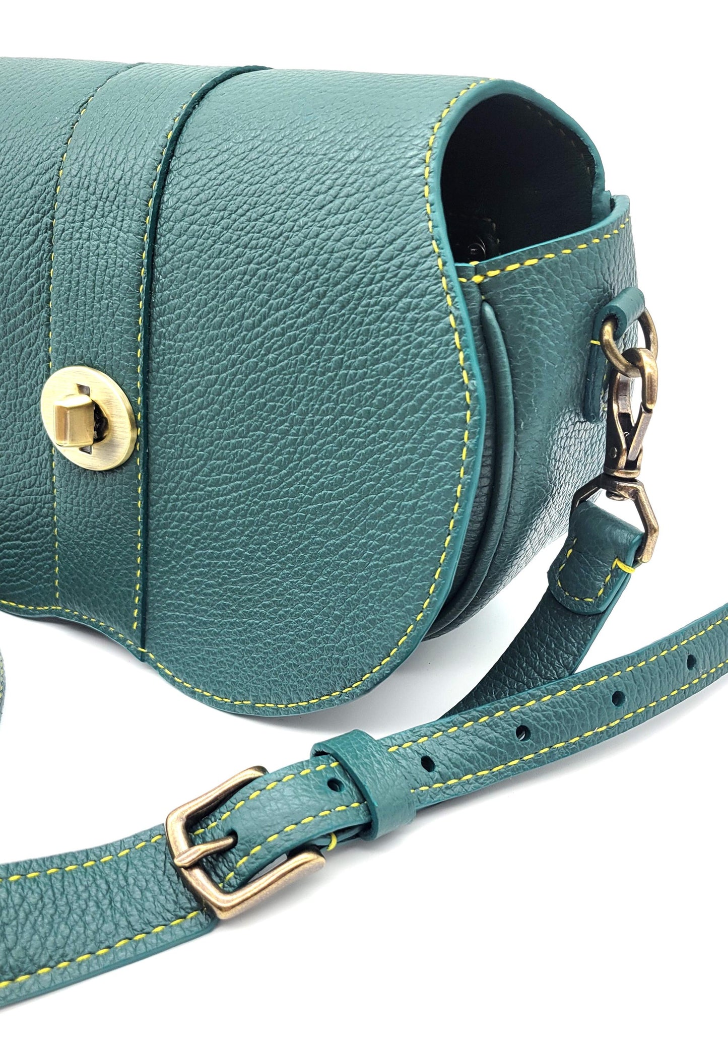 Ava - Soft Shell Handbag - Green Leather