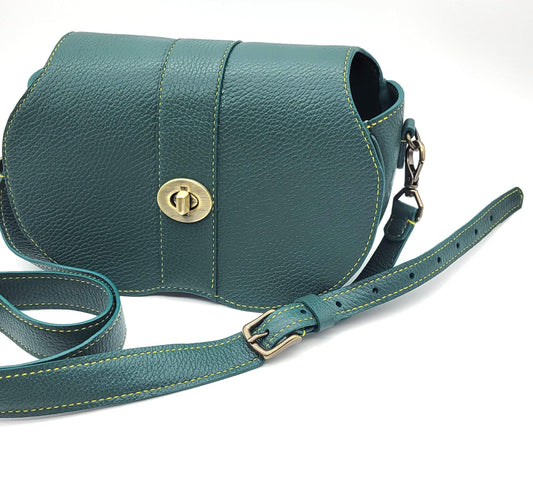 Ava - Soft Shell Handbag - Green Leather