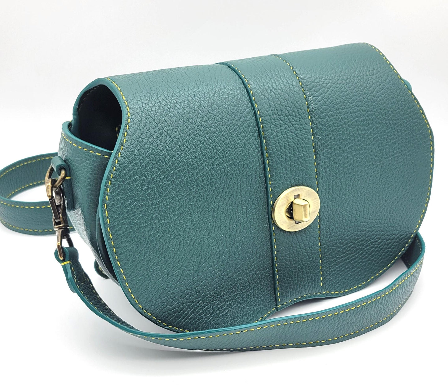 Ava - Soft Shell Handbag - Green Leather